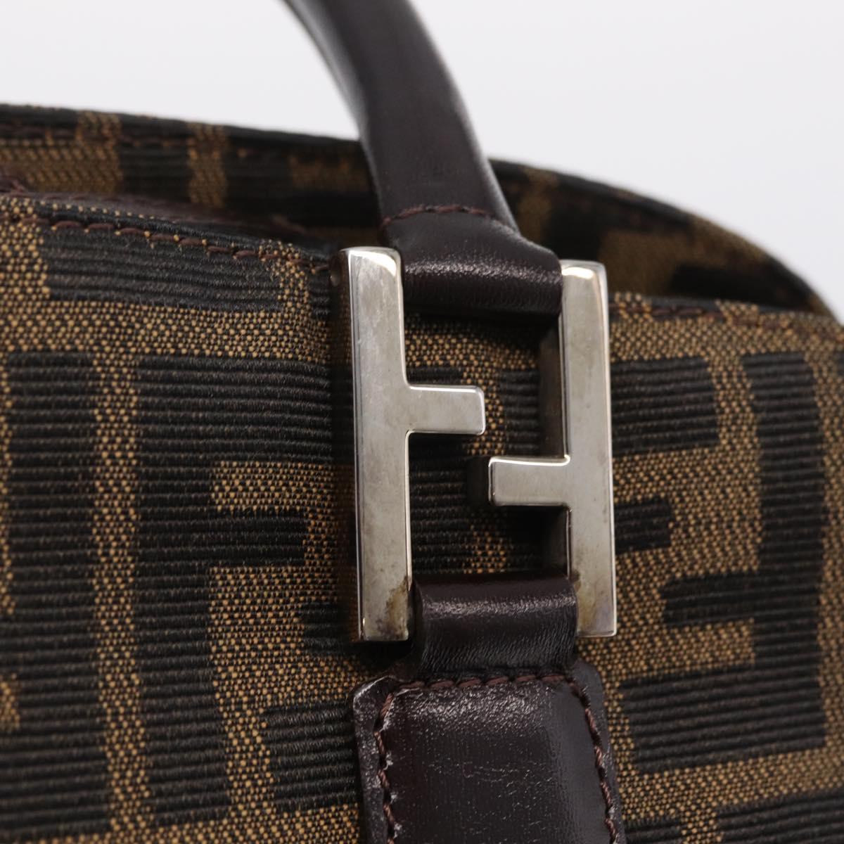 FENDI Zucca Canvas Hand Bag Black Brown Auth ep16462A
