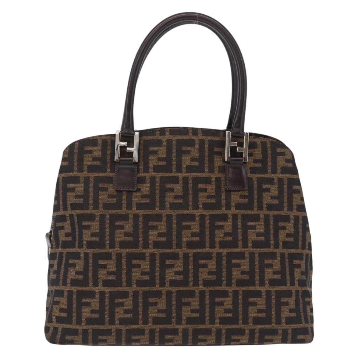 FENDI Zucca Canvas Hand Bag Black Brown Auth ep16462A