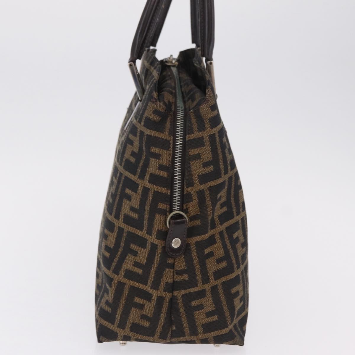 FENDI Zucca Canvas Hand Bag Black Brown Auth ep16462A