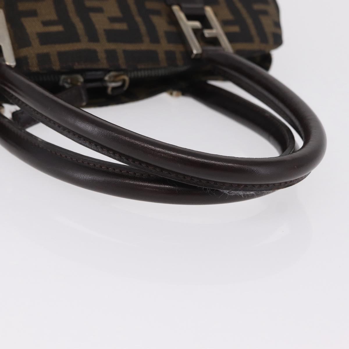 FENDI Zucca Canvas Hand Bag Black Brown Auth ep16462A