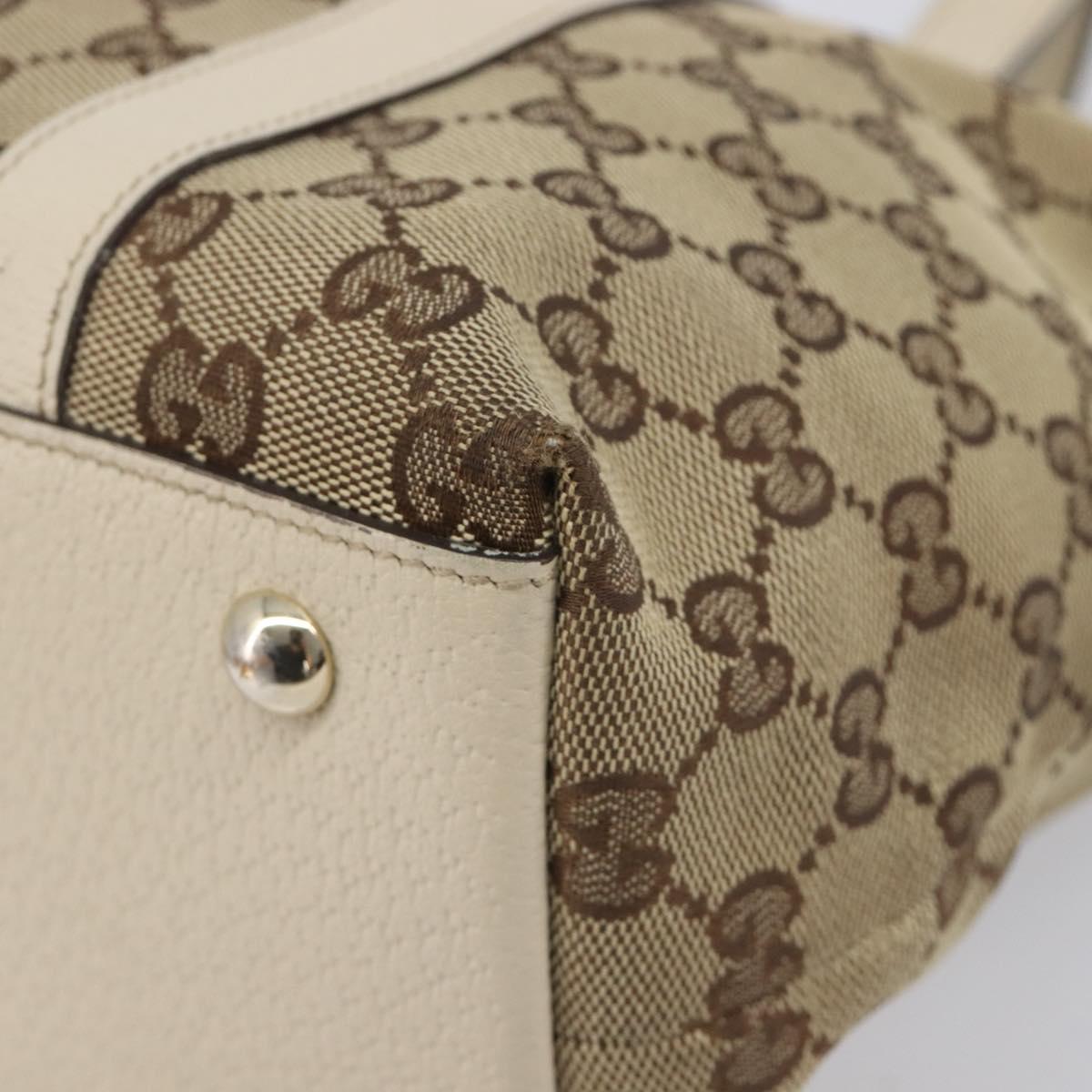 GUCCI GG Canvas Tote Bag Beige Gold 141470 Auth ep16466