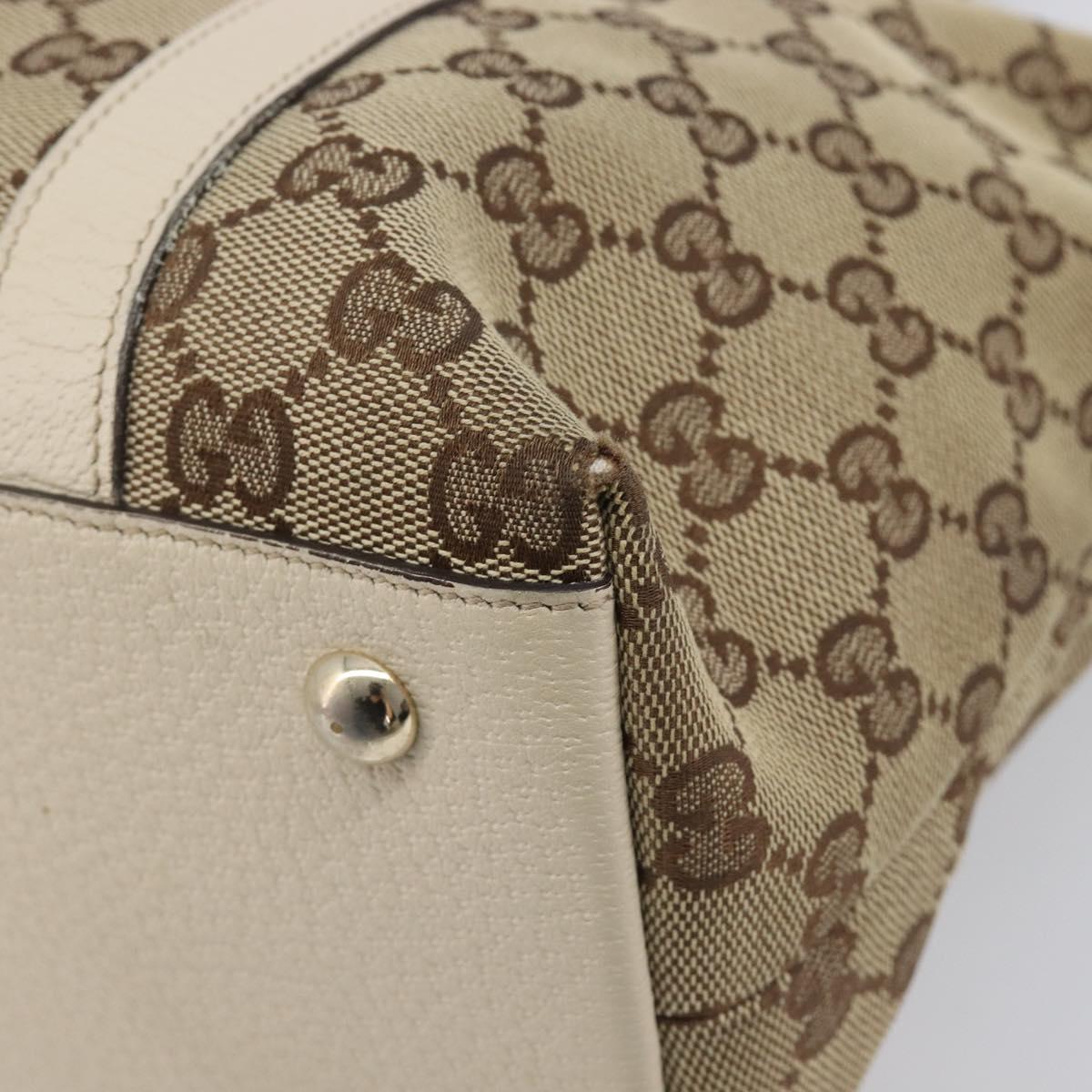 GUCCI GG Canvas Tote Bag Beige Gold 141470 Auth ep16466