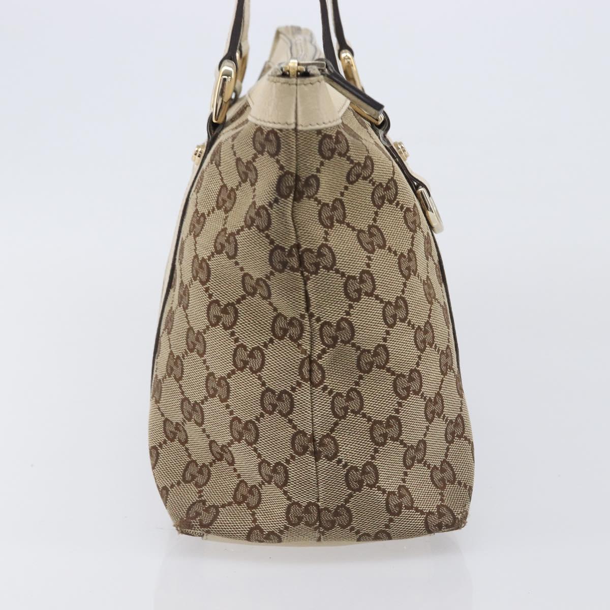 GUCCI GG Canvas Tote Bag Beige Gold 141470 Auth ep16466