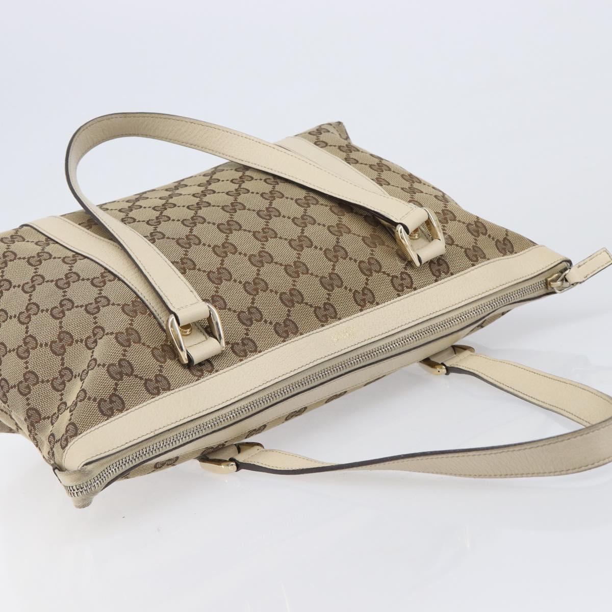 GUCCI GG Canvas Tote Bag Beige Gold 141470 Auth ep16466