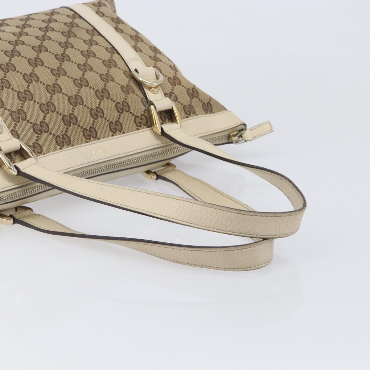 GUCCI GG Canvas Tote Bag Beige Gold 141470 Auth ep16466