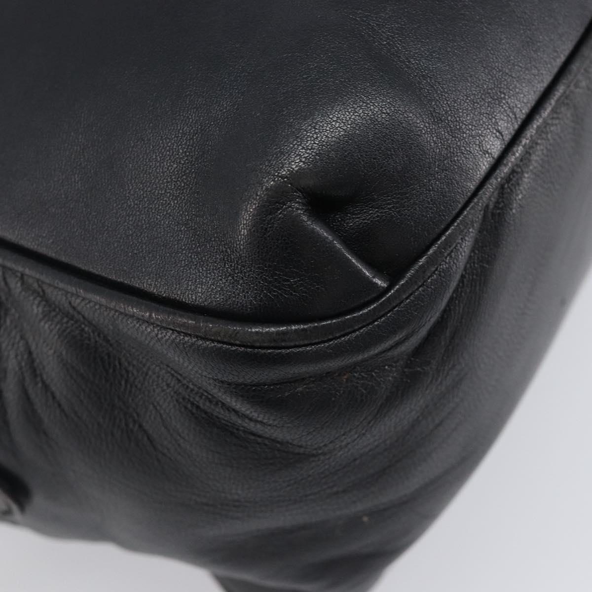 LOEWE Hand Bag Leather Black Gold Auth ep16467