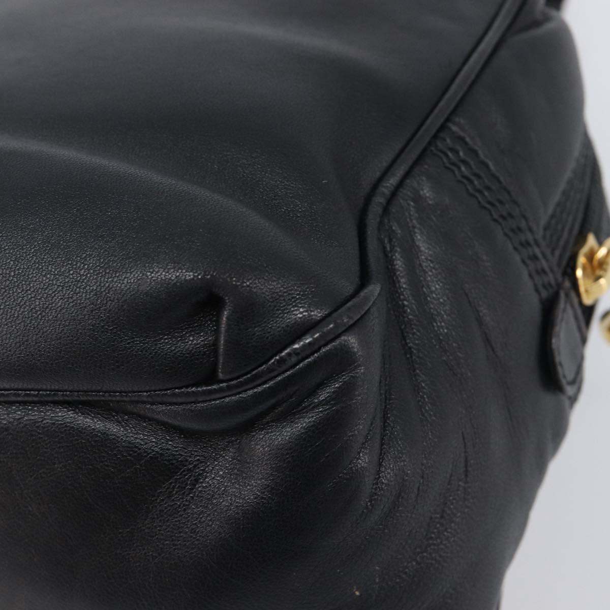 LOEWE Hand Bag Leather Black Gold Auth ep16467