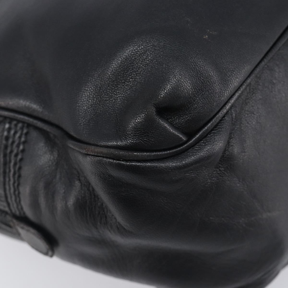 LOEWE Hand Bag Leather Black Gold Auth ep16467