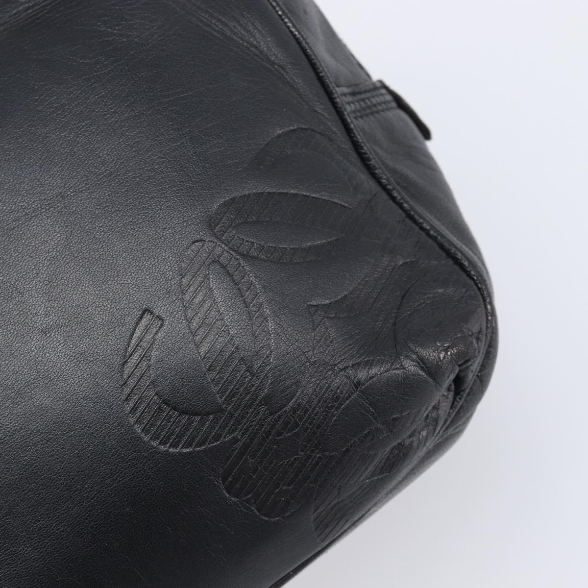 LOEWE Hand Bag Leather Black Gold Auth ep16467