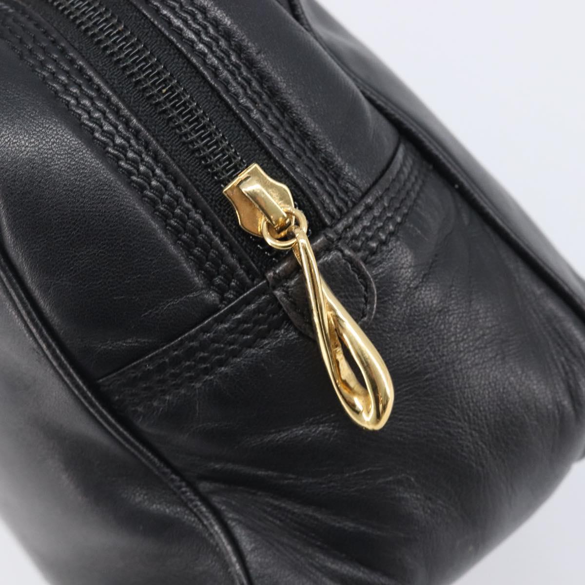 LOEWE Hand Bag Leather Black Gold Auth ep16467