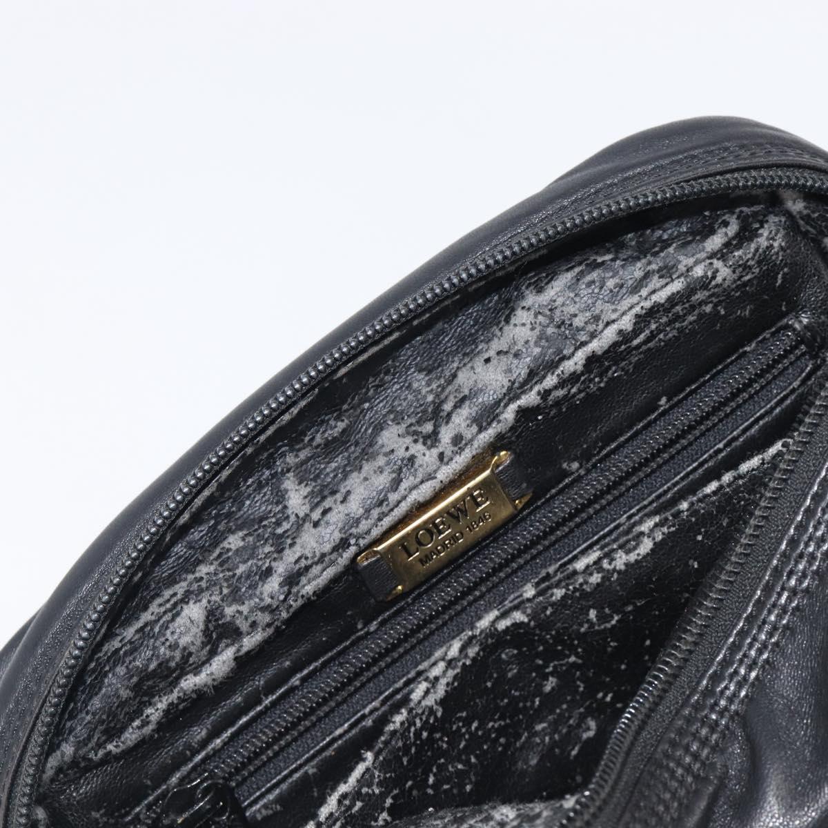 LOEWE Hand Bag Leather Black Gold Auth ep16467