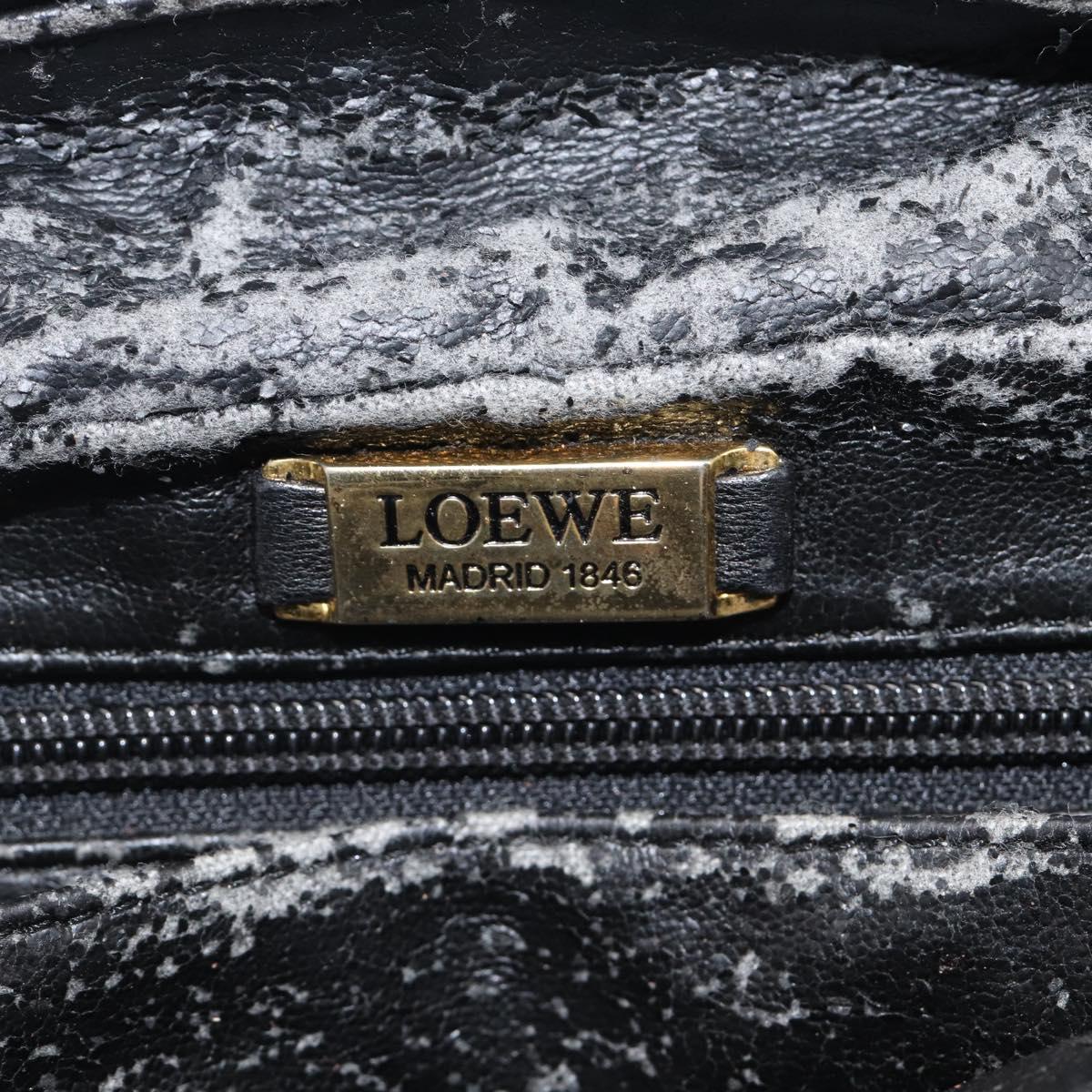 LOEWE Hand Bag Leather Black Gold Auth ep16467