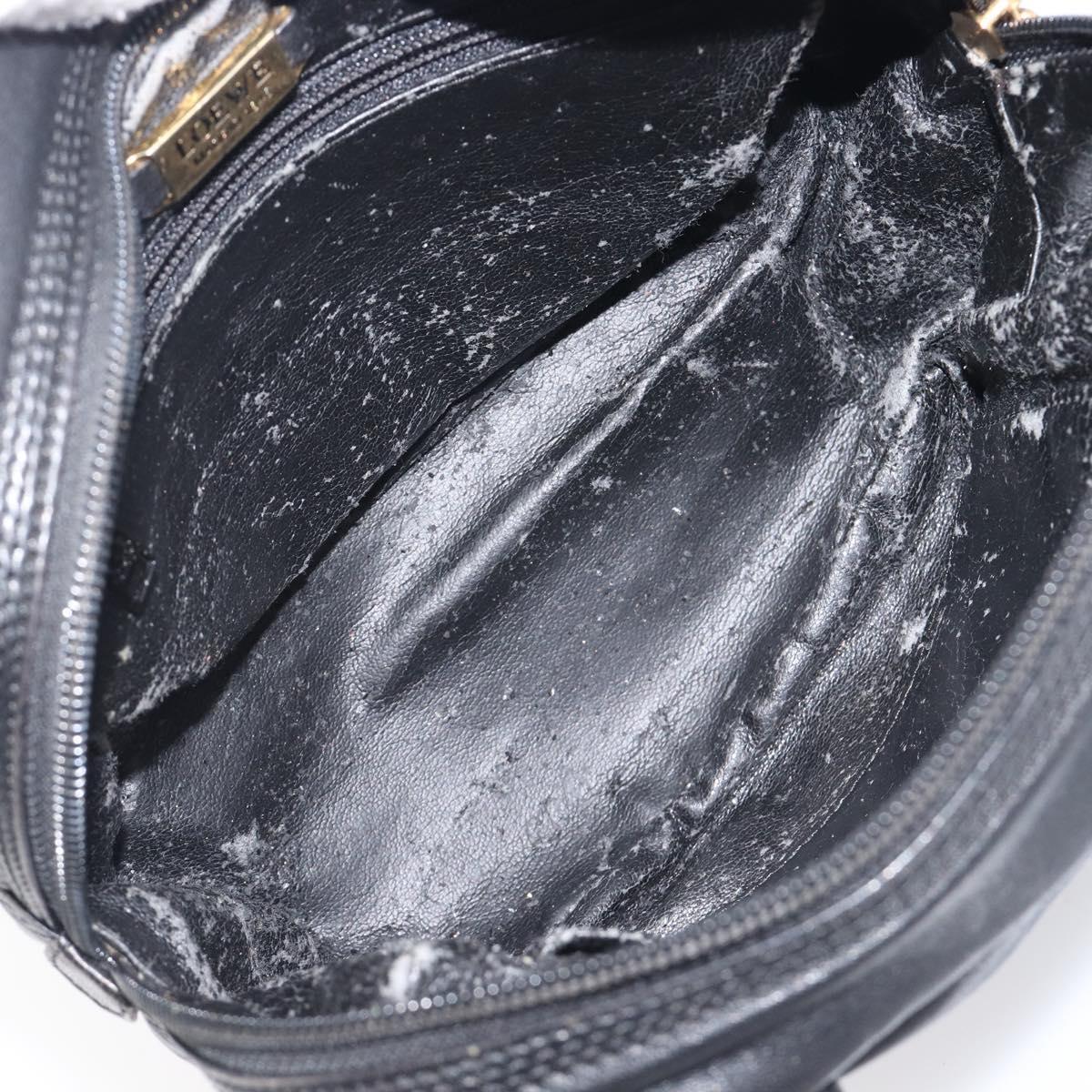 LOEWE Hand Bag Leather Black Gold Auth ep16467