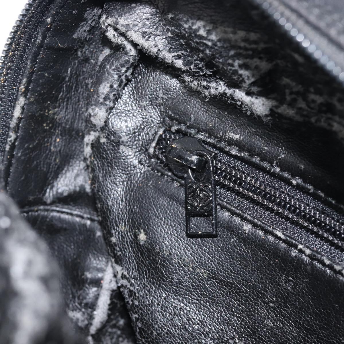 LOEWE Hand Bag Leather Black Gold Auth ep16467