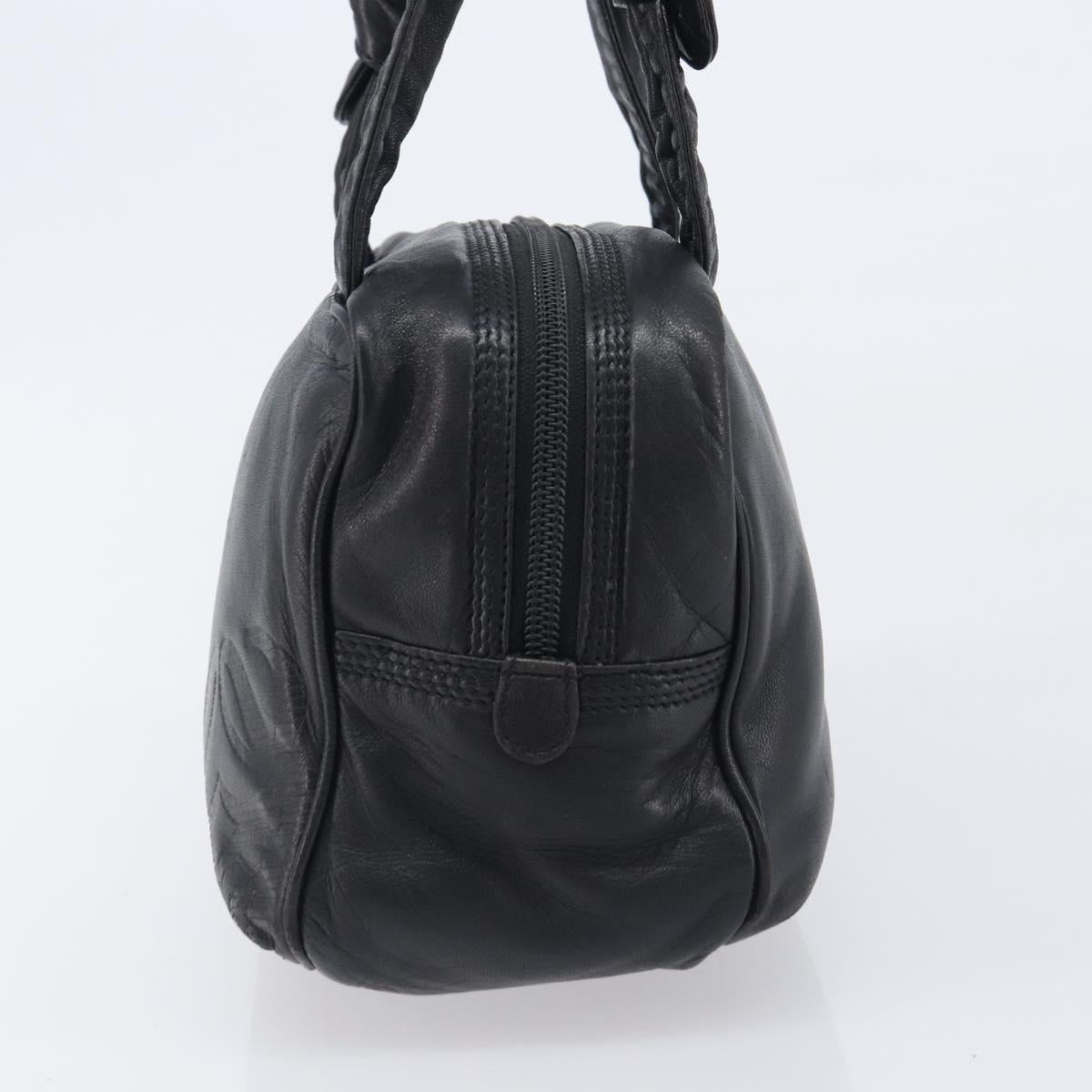 LOEWE Hand Bag Leather Black Gold Auth ep16467