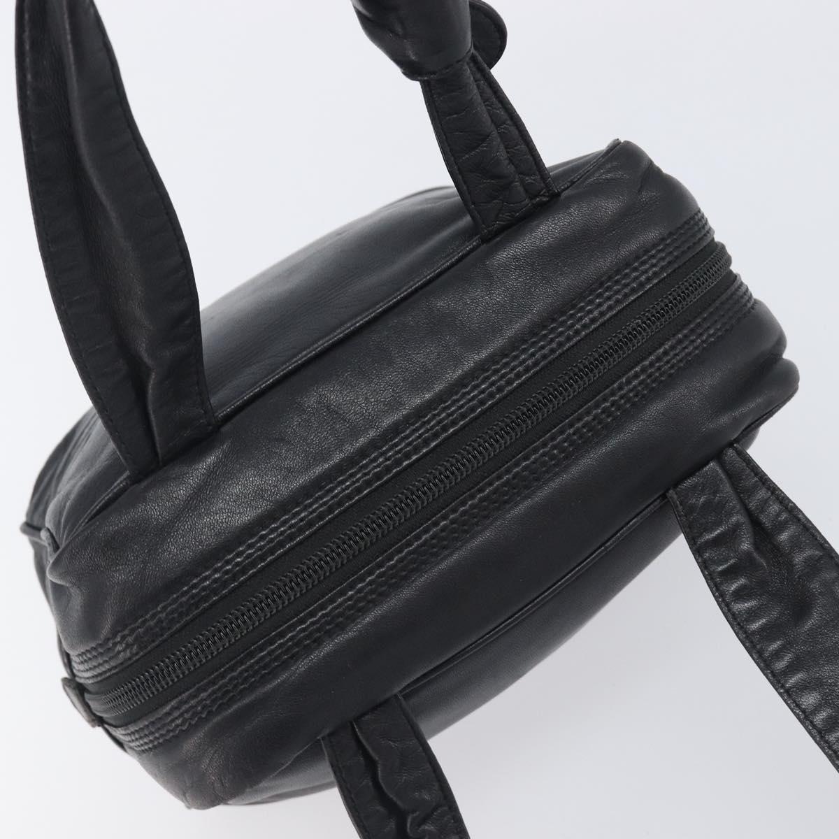 LOEWE Hand Bag Leather Black Gold Auth ep16467