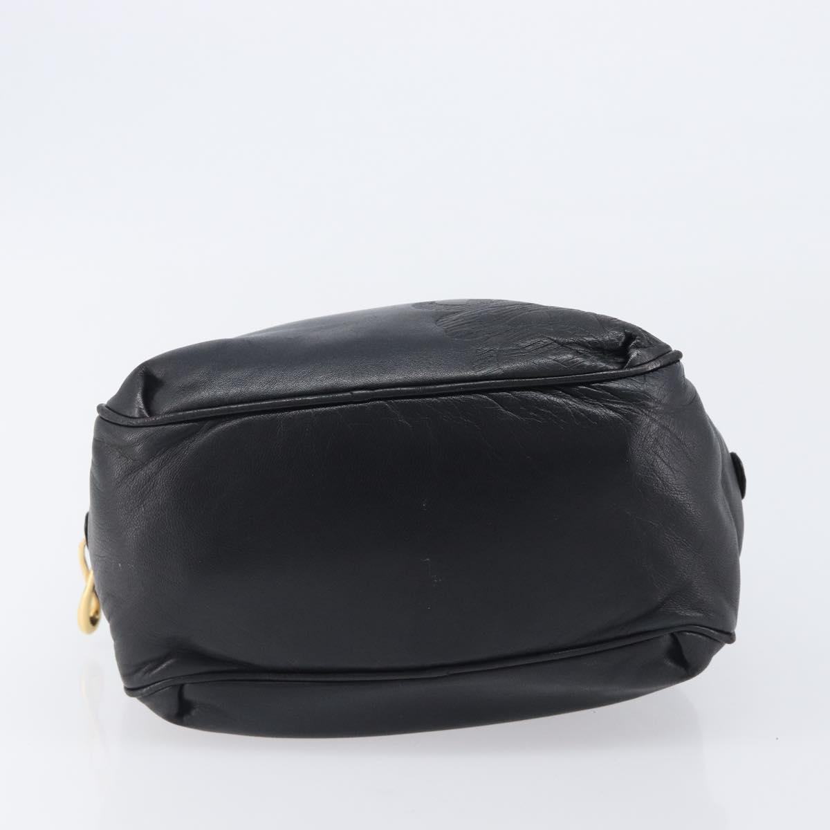 LOEWE Hand Bag Leather Black Gold Auth ep16467