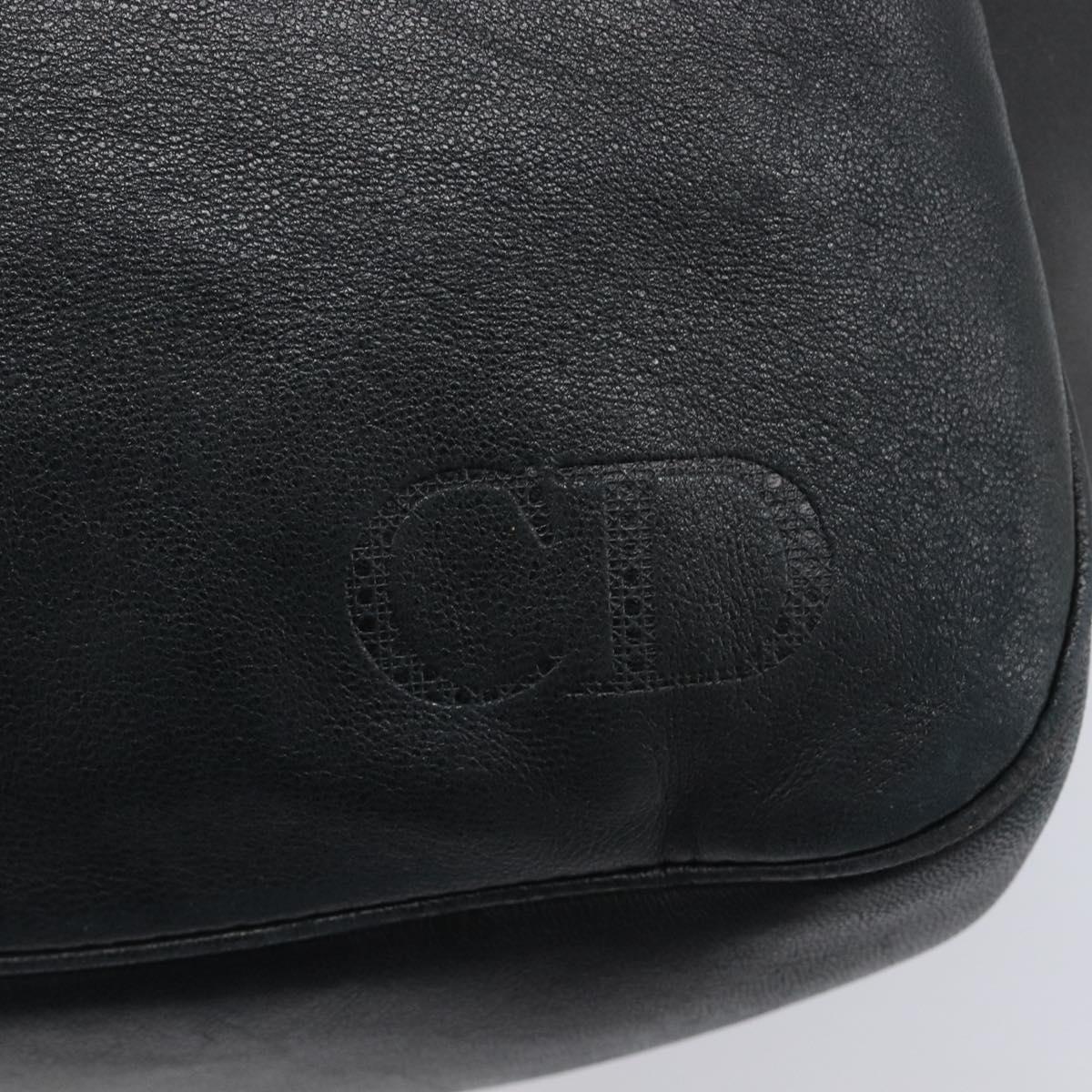 Christian Dior Hand Bag Leather Navy Gold Tone Auth ep16468
