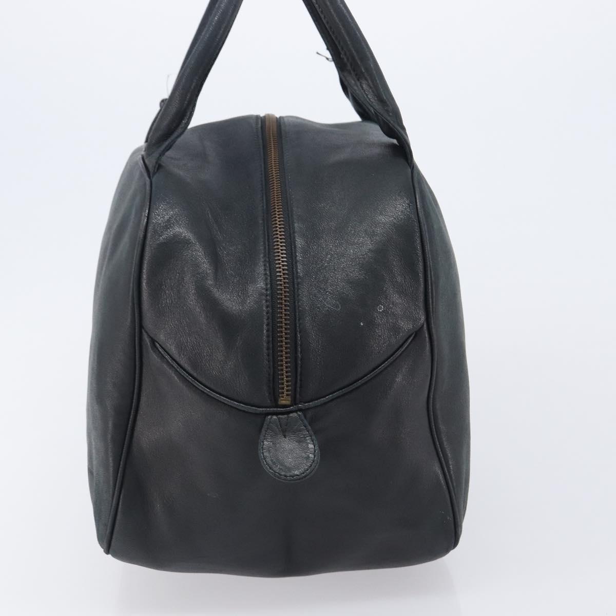 Christian Dior Hand Bag Leather Navy Gold Tone Auth ep16468