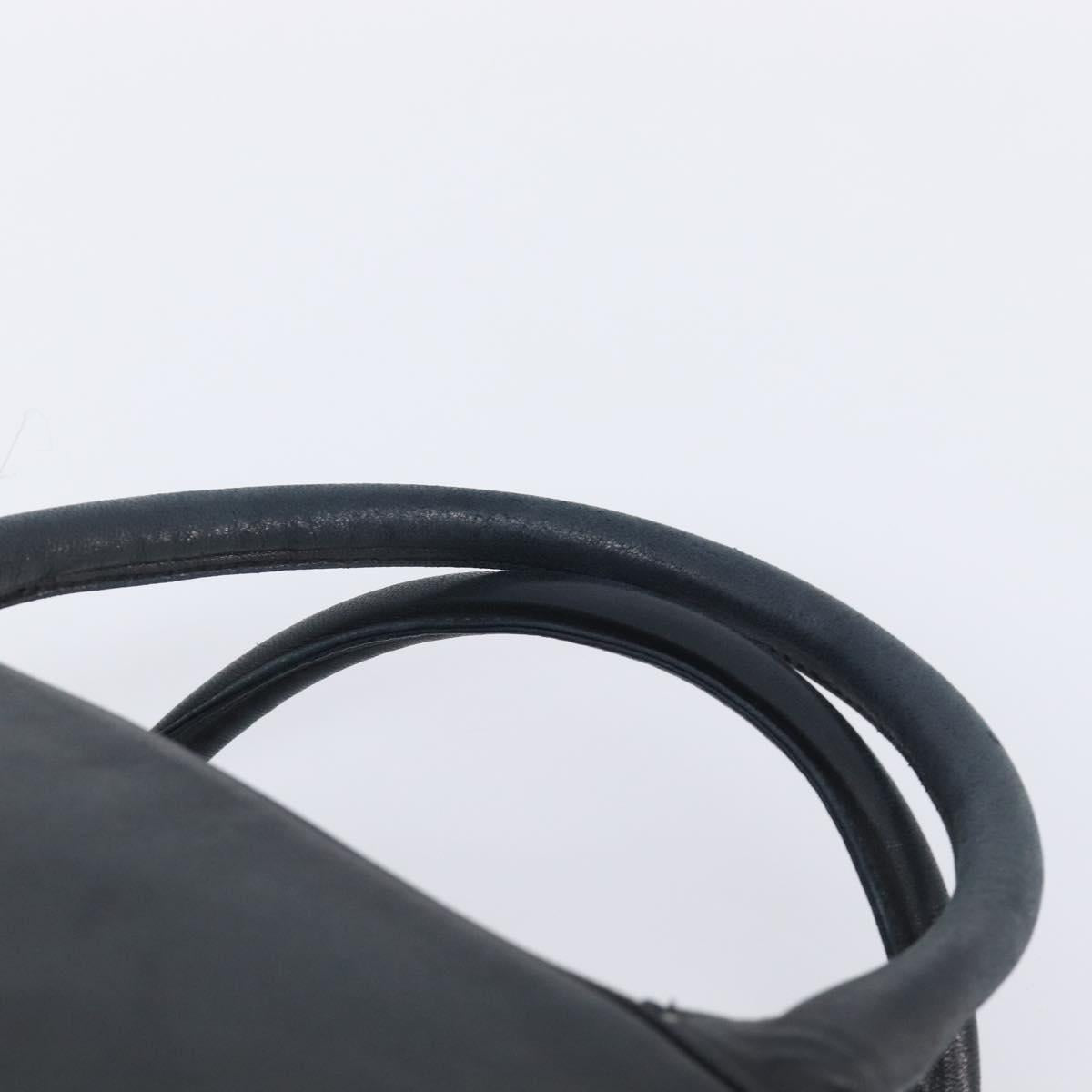 Christian Dior Hand Bag Leather Navy Gold Tone Auth ep16468