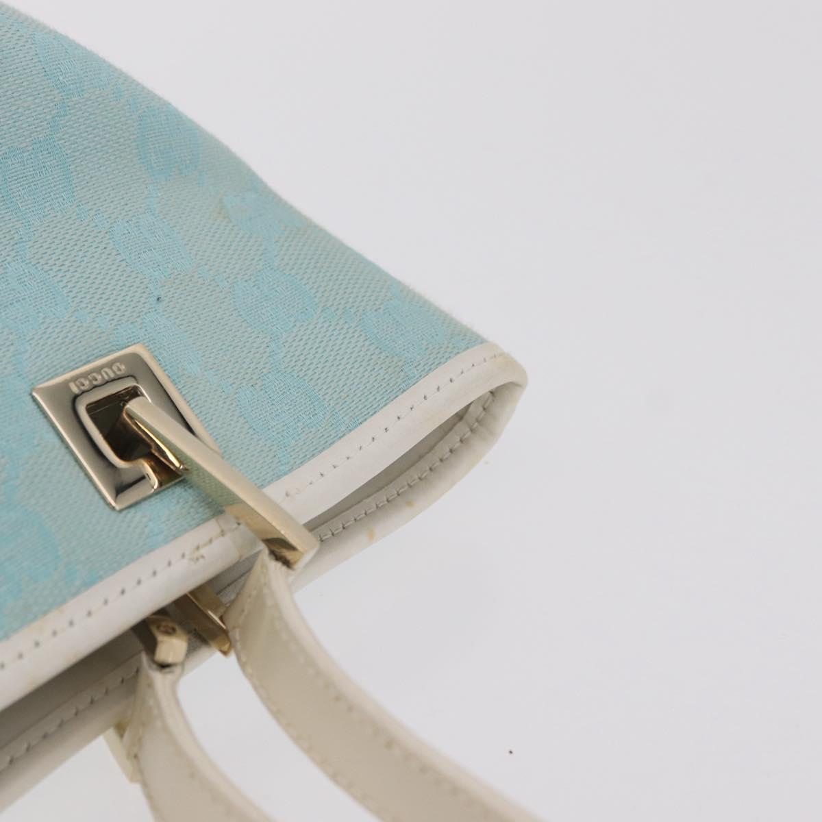 GUCCI GG Canvas Tote Bag Light Blue Gold 002 1099 Auth ep16469A