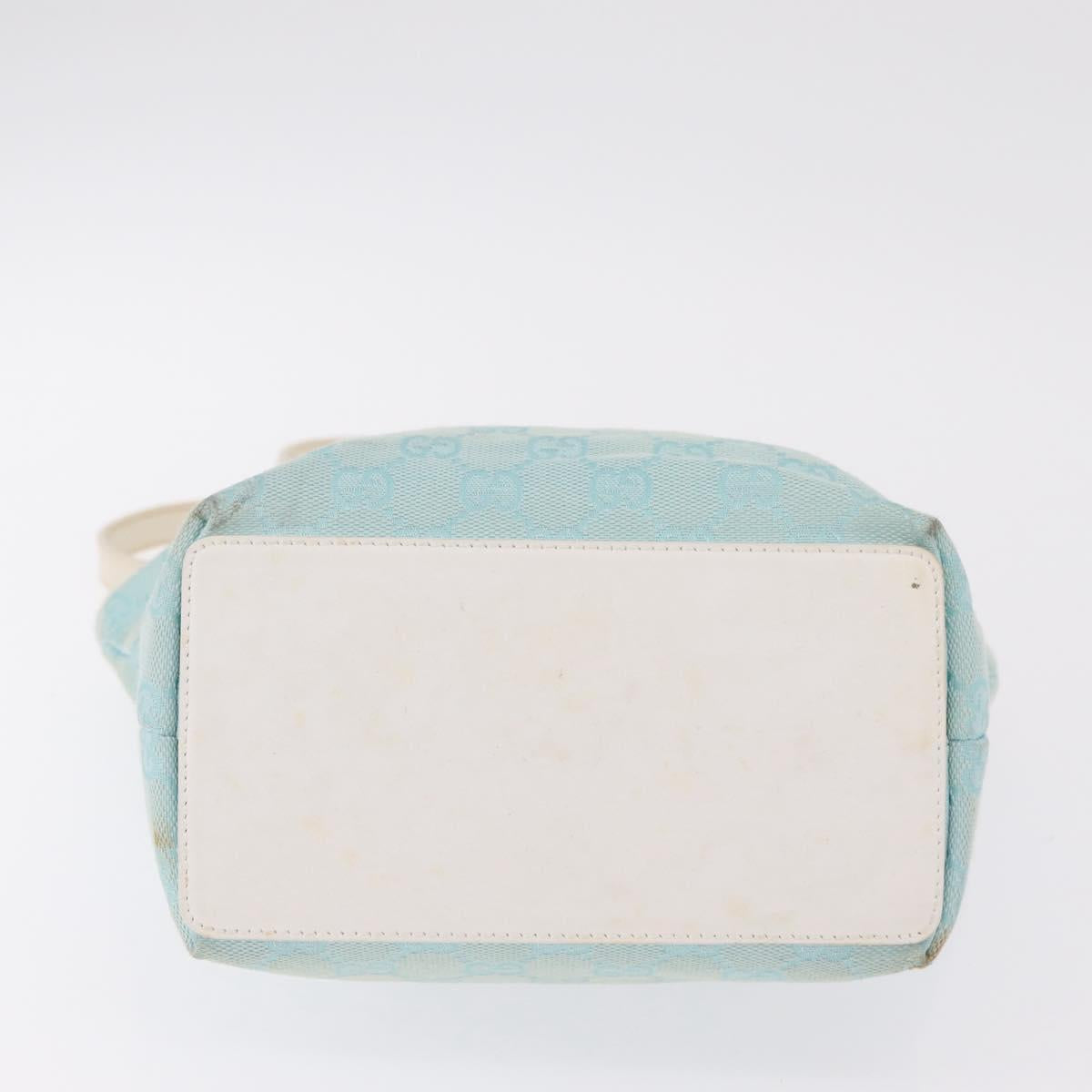 GUCCI GG Canvas Tote Bag Light Blue Gold 002 1099 Auth ep16469A