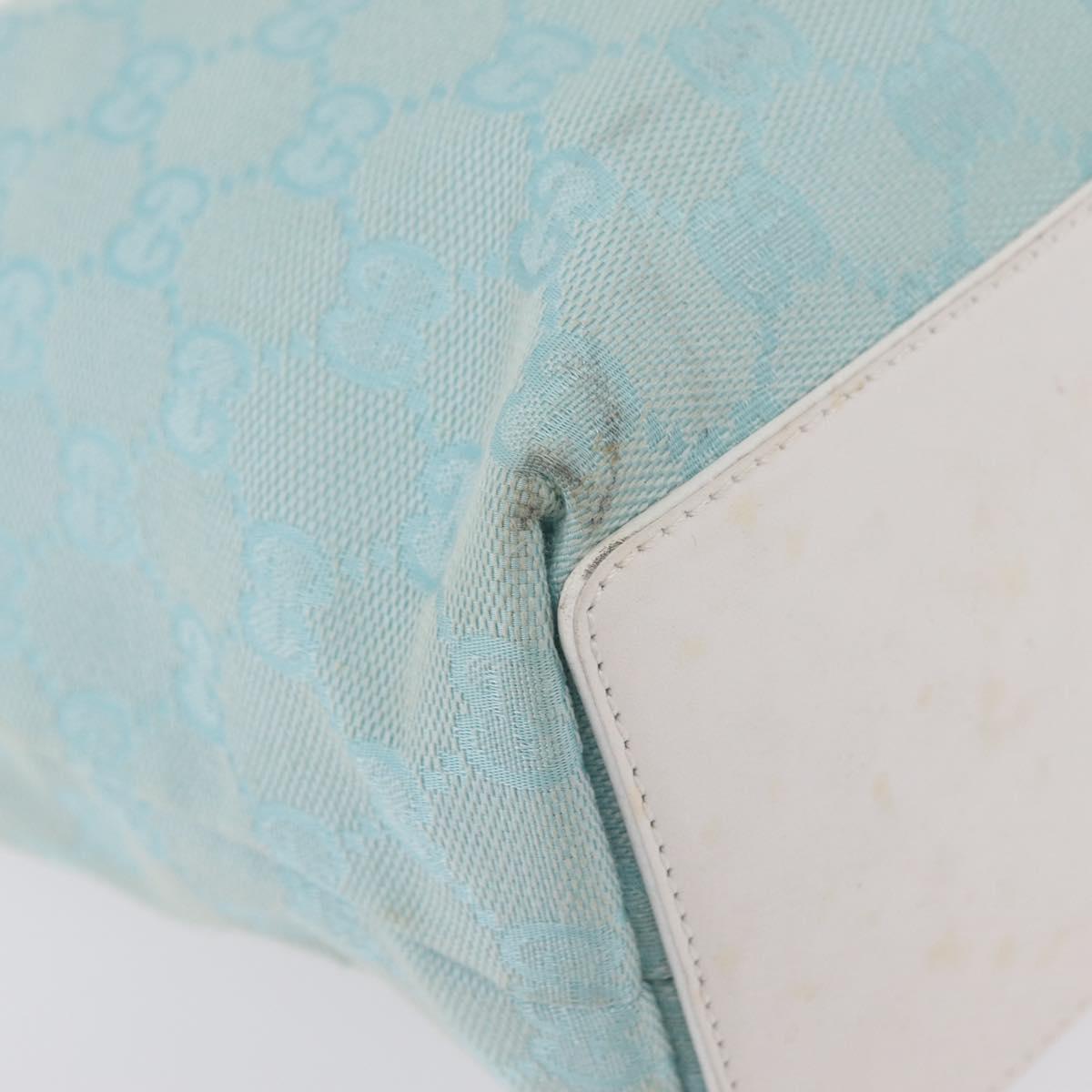 GUCCI GG Canvas Tote Bag Light Blue Gold 002 1099 Auth ep16469A