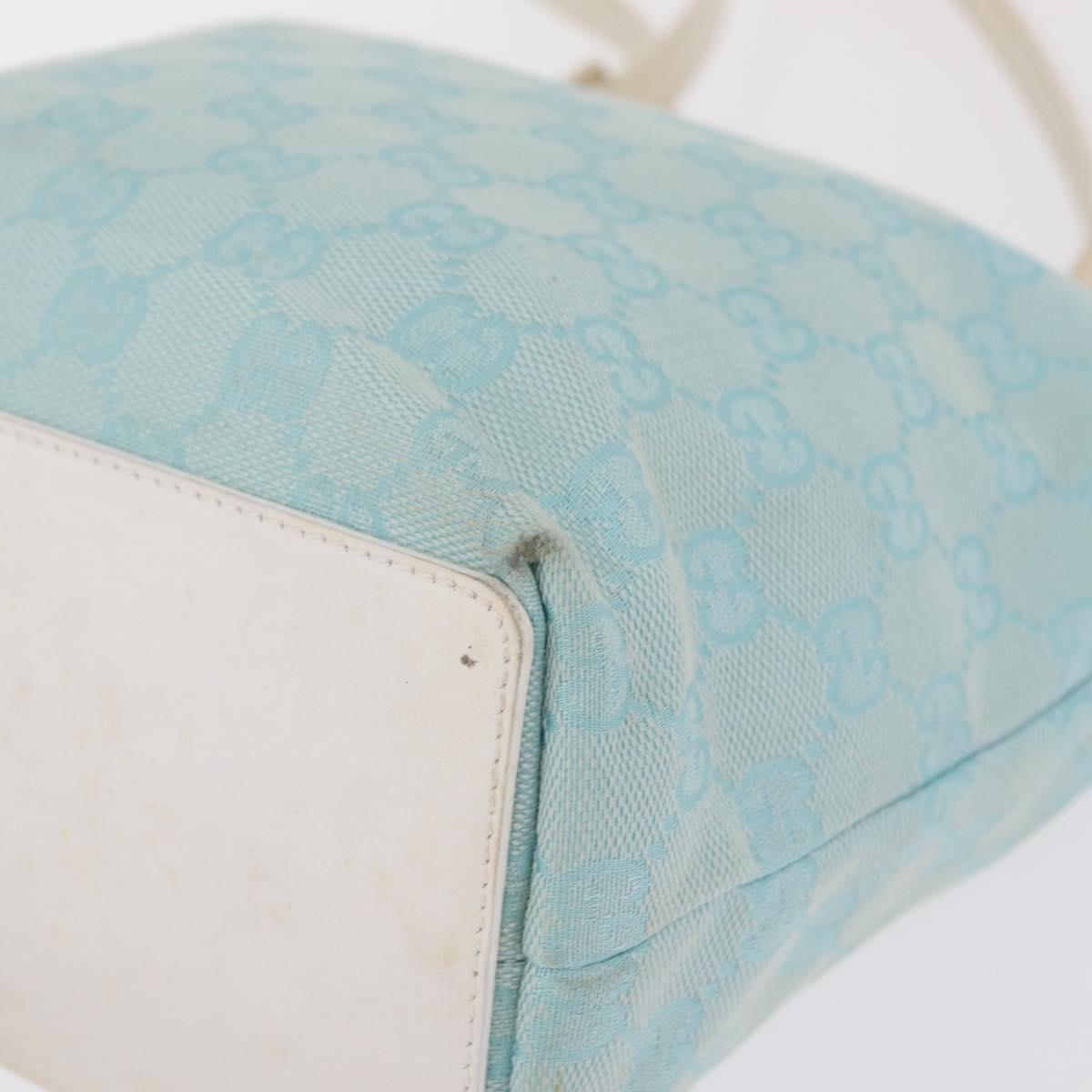 GUCCI GG Canvas Tote Bag Light Blue Gold 002 1099 Auth ep16469A