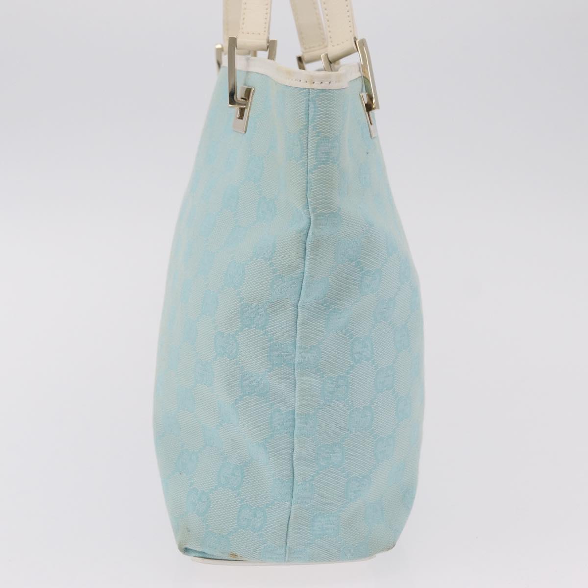 GUCCI GG Canvas Tote Bag Light Blue Gold 002 1099 Auth ep16469A