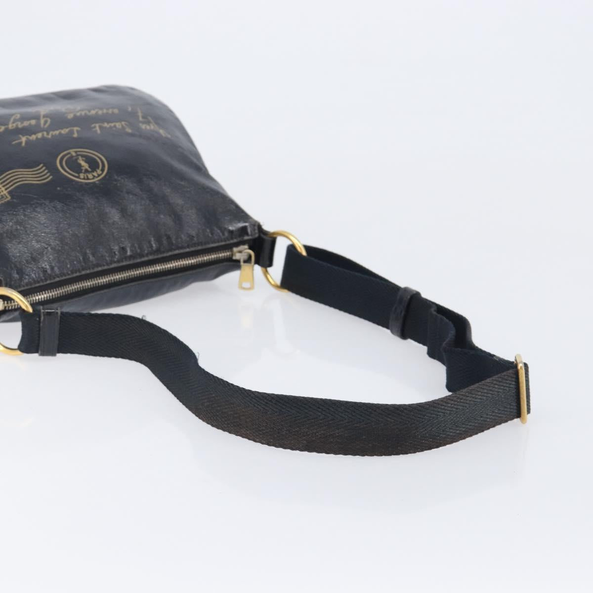 Saint Laurent Shoulder Bag Patent Leather Black Gold Auth ep16470