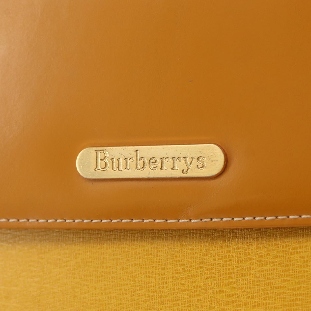 Burberrys Hand Bag Leather Yellow Gold Auth ep16473