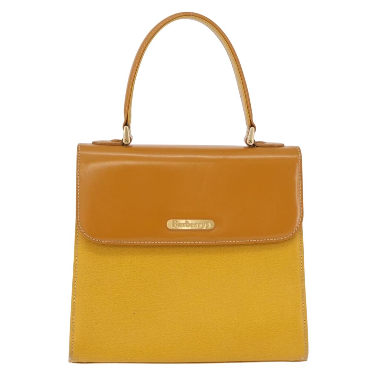 Burberrys Hand Bag Leather Yellow Gold Auth ep16473