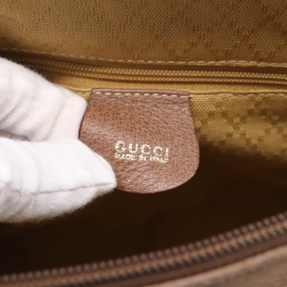 GUCCI Bamboo Hand Bag Suede Beige Gold 000 904 0290 Auth ep16474