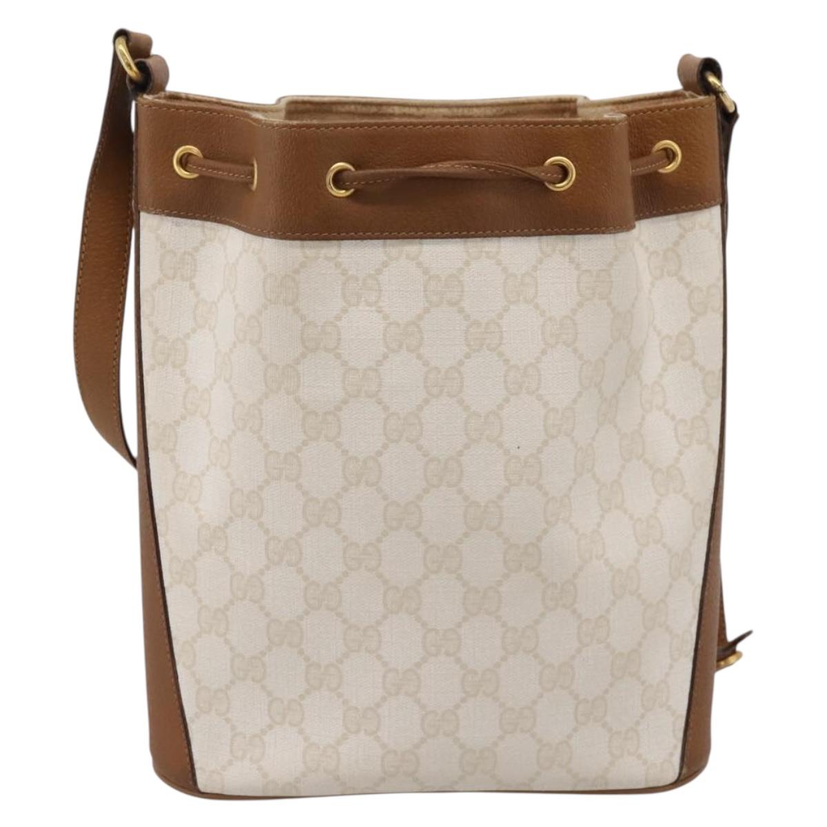 GUCCI GG Supreme Shoulder Bag PVC White Gold 41 02 034 Auth ep16476