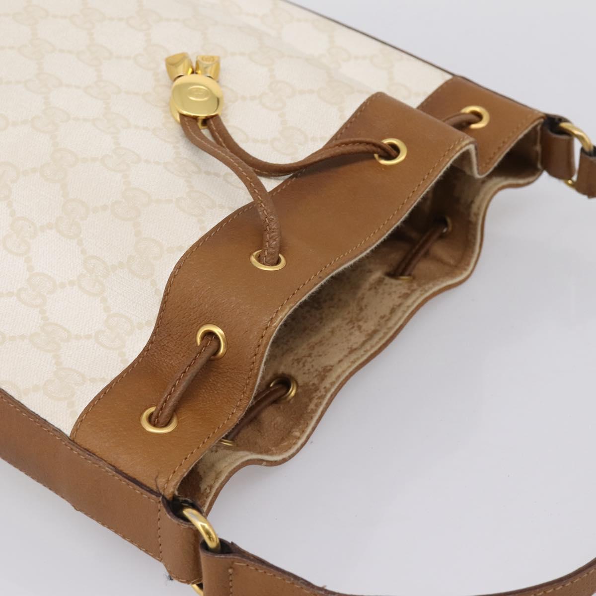 GUCCI GG Supreme Shoulder Bag PVC White Gold 41 02 034 Auth ep16476