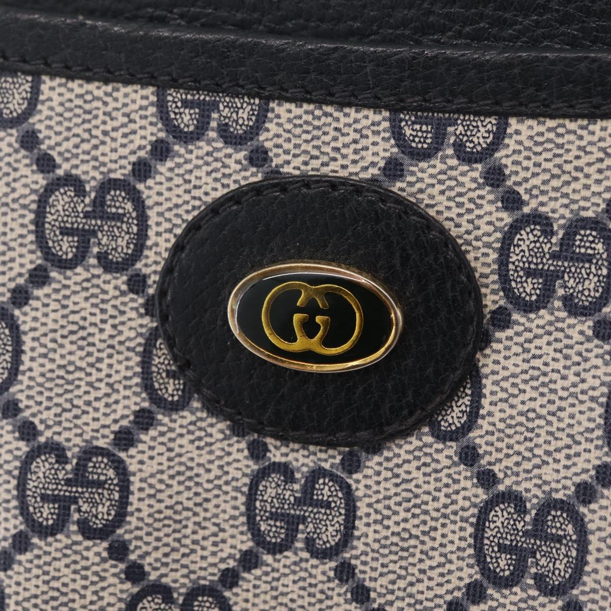 GUCCI GG Supreme Shoulder Bag PVC Navy Gold 378 02 020 Auth ep16478