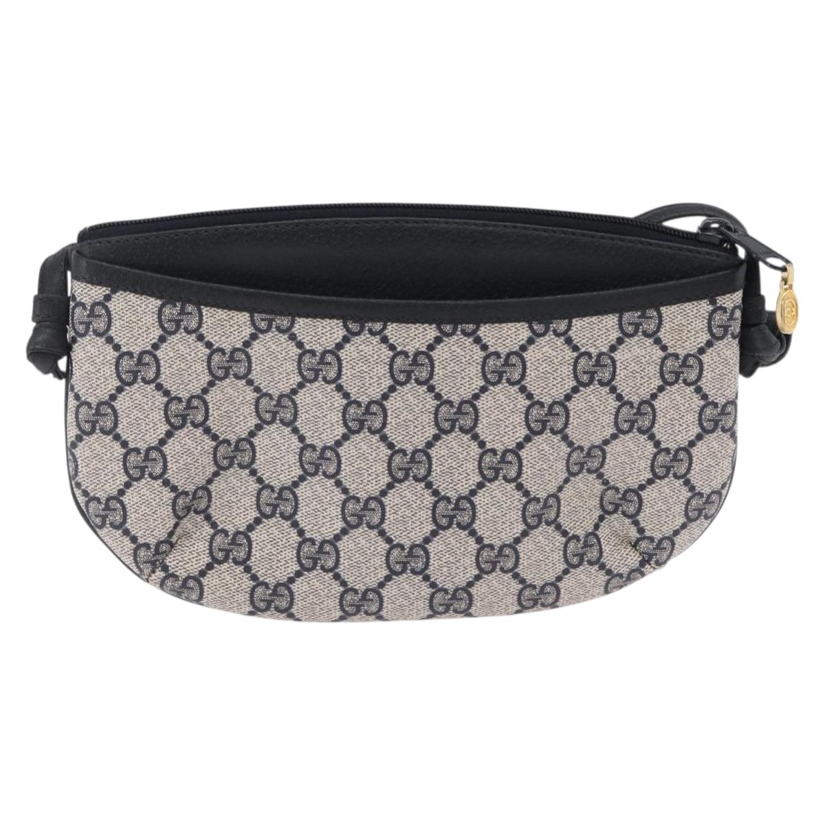 GUCCI GG Supreme Shoulder Bag PVC Navy Gold 378 02 020 Auth ep16478