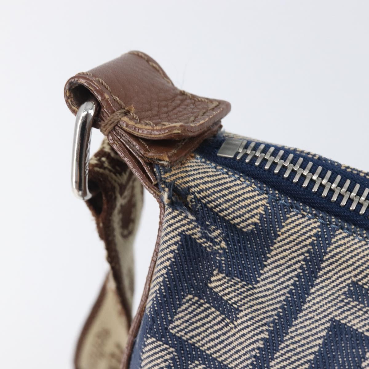 FENDI Zucca Canvas Celeria Shoulder Bag Blue Silver Auth ep16488
