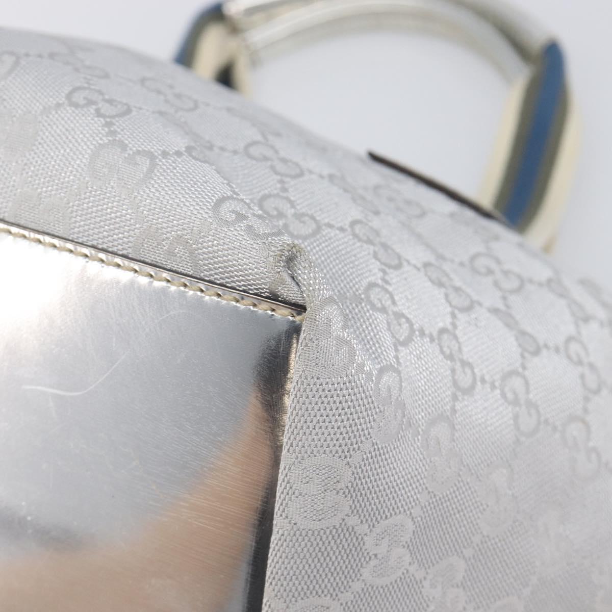 GUCCI GG Canvas Web Sherry Line Hand Bag Silver 131228 Auth ep16492