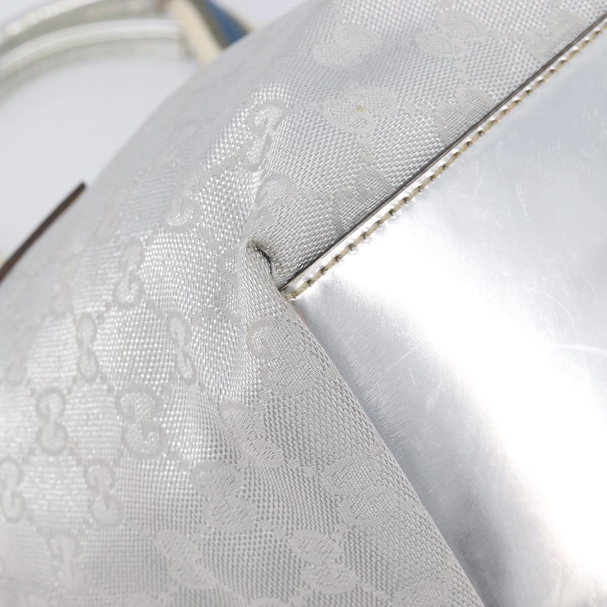 GUCCI GG Canvas Web Sherry Line Hand Bag Silver 131228 Auth ep16492