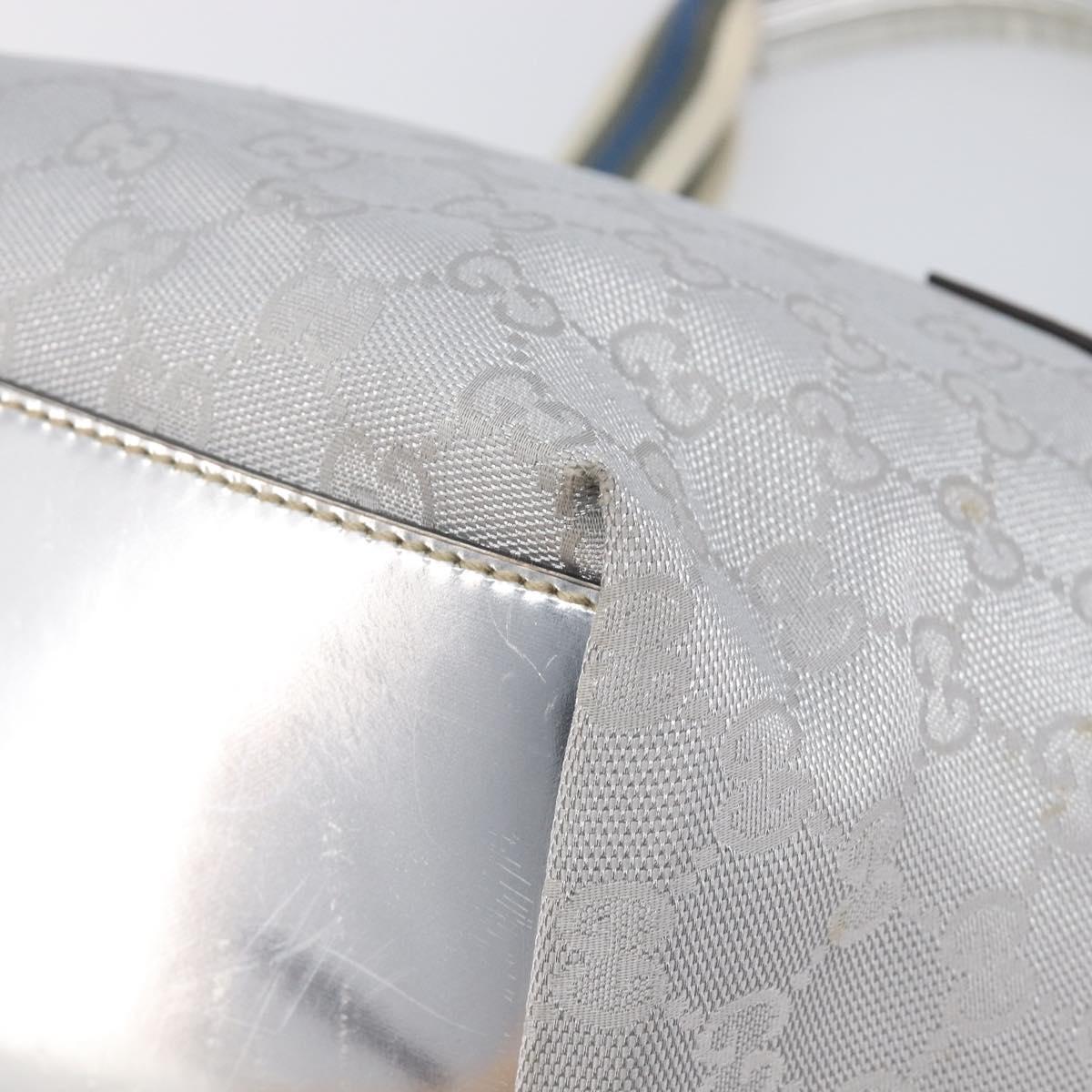 GUCCI GG Canvas Web Sherry Line Hand Bag Silver 131228 Auth ep16492