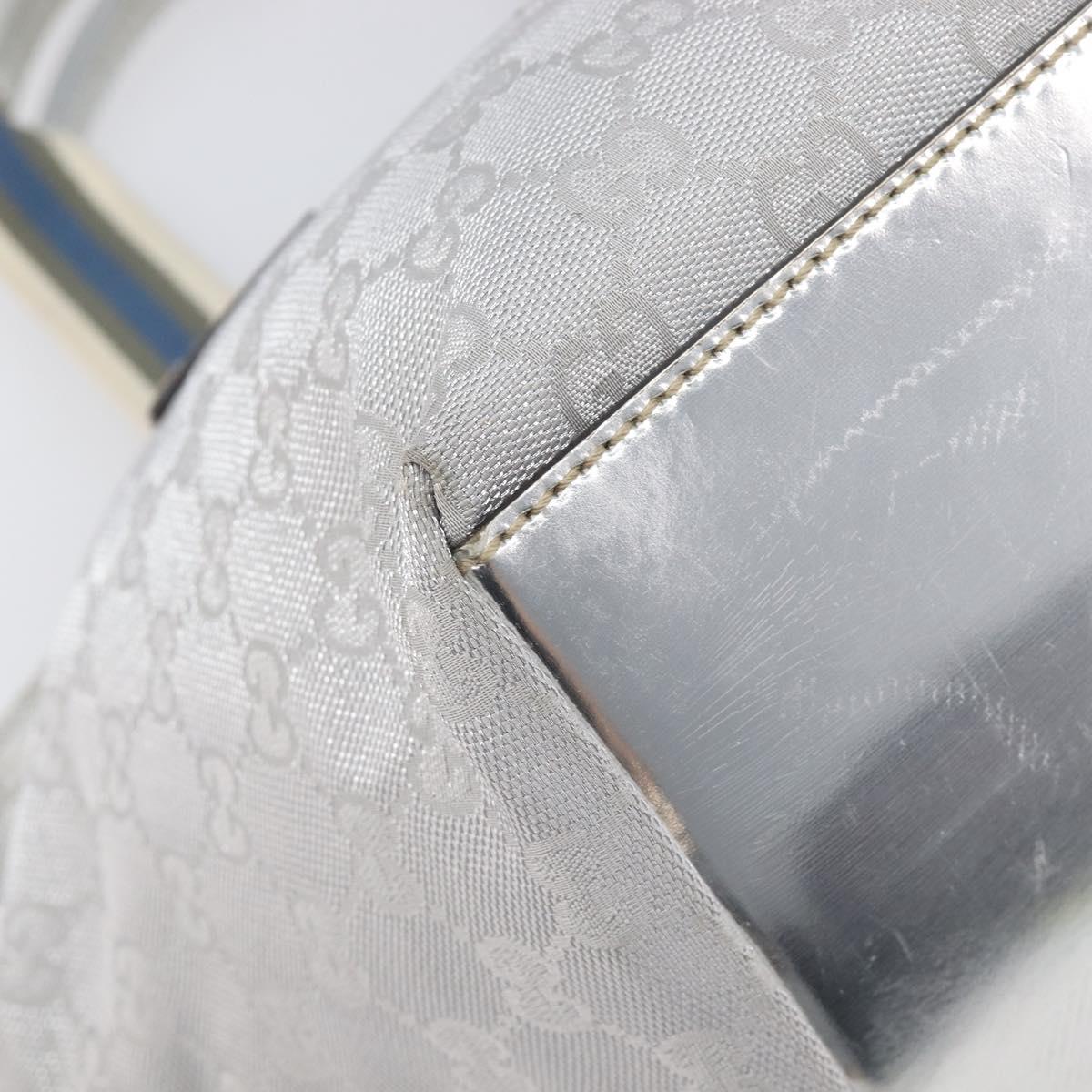 GUCCI GG Canvas Web Sherry Line Hand Bag Silver 131228 Auth ep16492