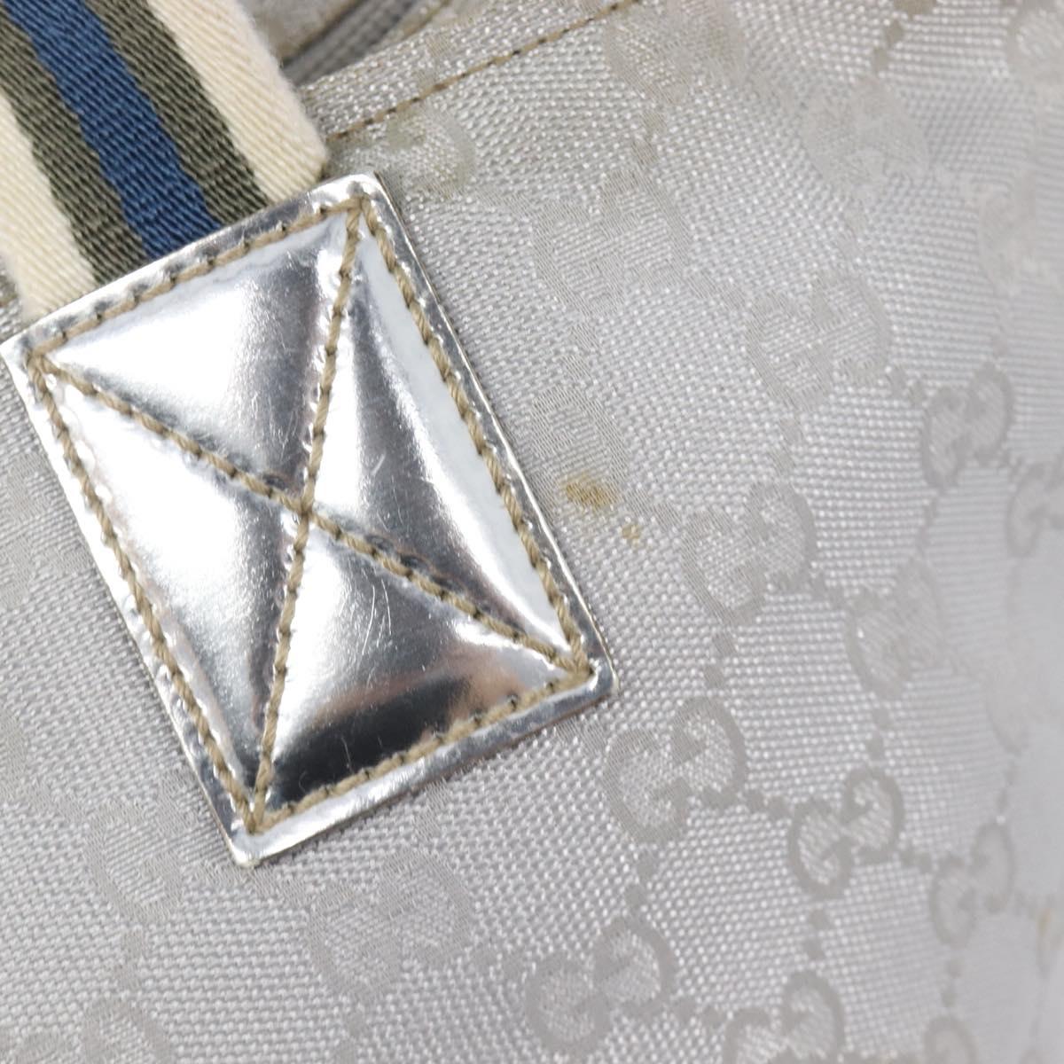 GUCCI GG Canvas Web Sherry Line Hand Bag Silver 131228 Auth ep16492
