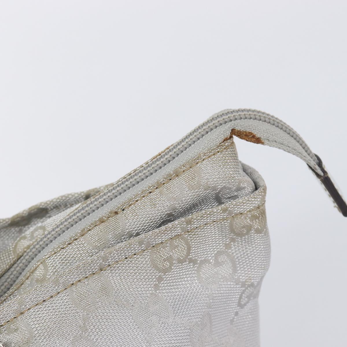 GUCCI GG Canvas Web Sherry Line Hand Bag Silver 131228 Auth ep16492