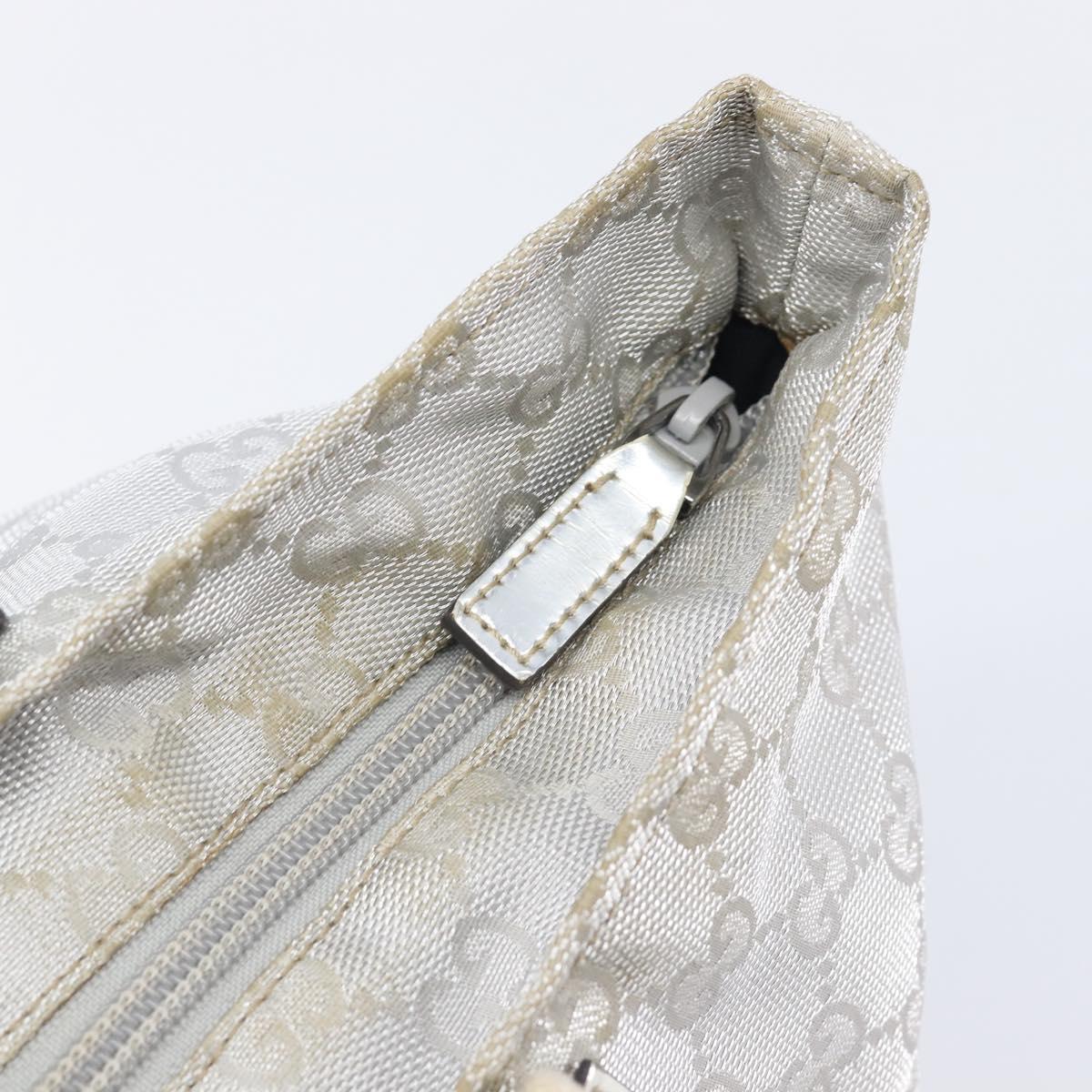 GUCCI GG Canvas Web Sherry Line Hand Bag Silver 131228 Auth ep16492