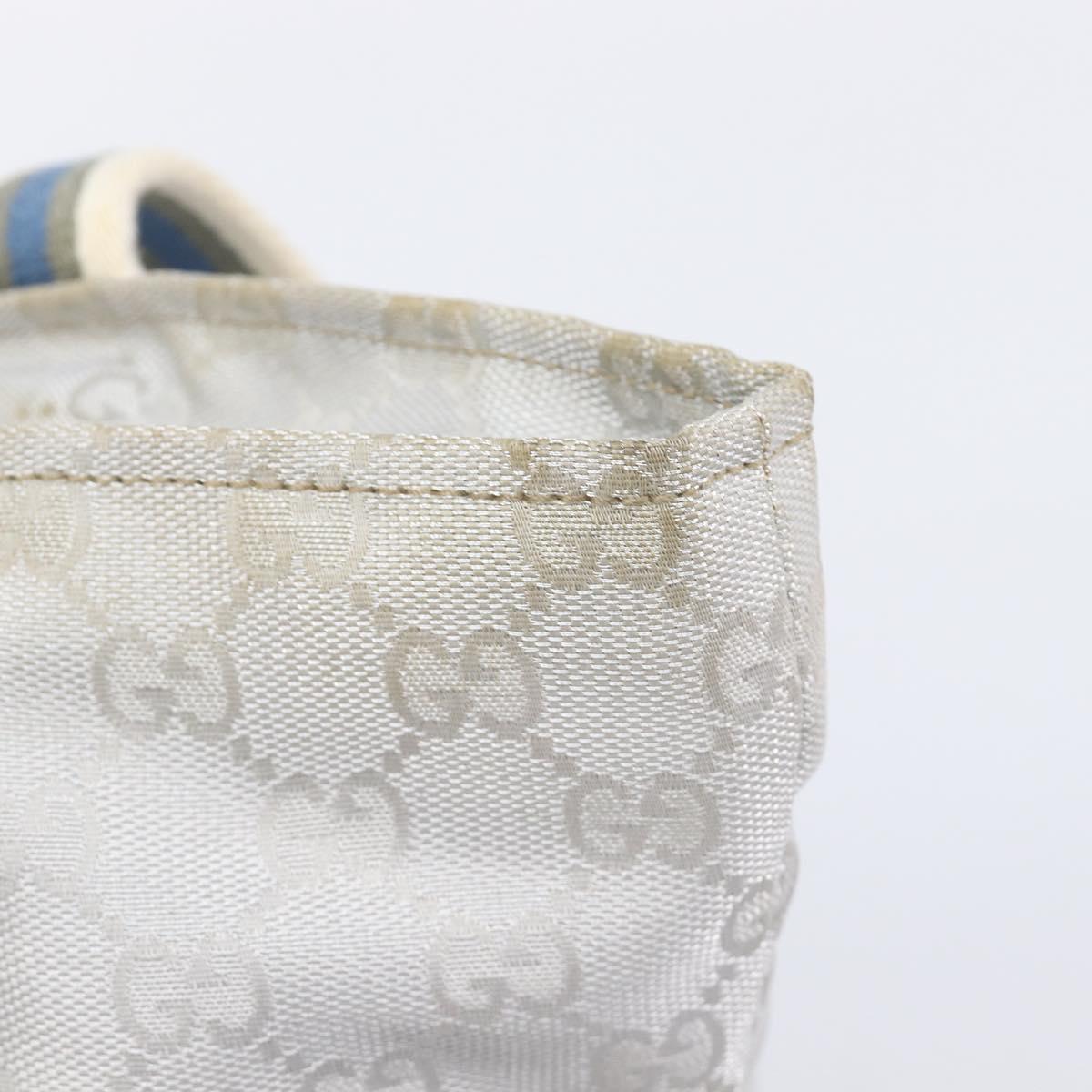 GUCCI GG Canvas Web Sherry Line Hand Bag Silver 131228 Auth ep16492