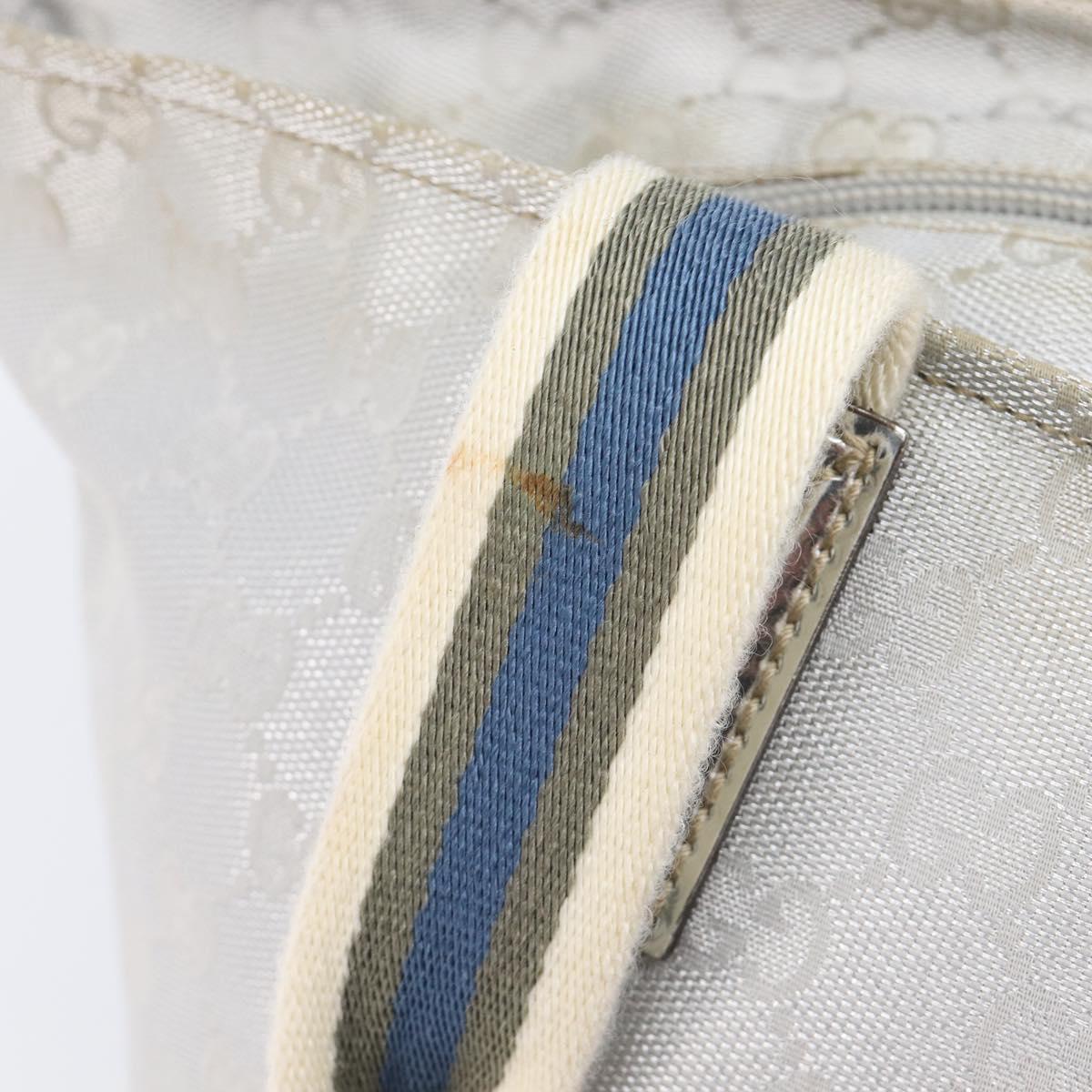 GUCCI GG Canvas Web Sherry Line Hand Bag Silver 131228 Auth ep16492
