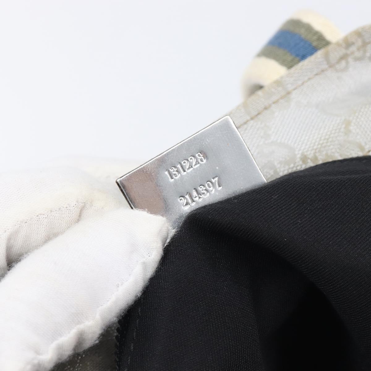 GUCCI GG Canvas Web Sherry Line Hand Bag Silver 131228 Auth ep16492