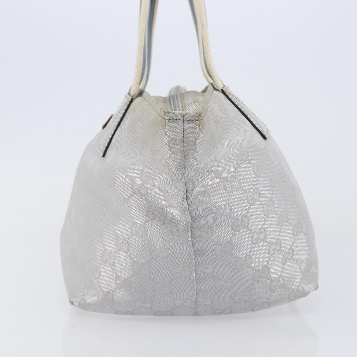 GUCCI GG Canvas Web Sherry Line Hand Bag Silver 131228 Auth ep16492
