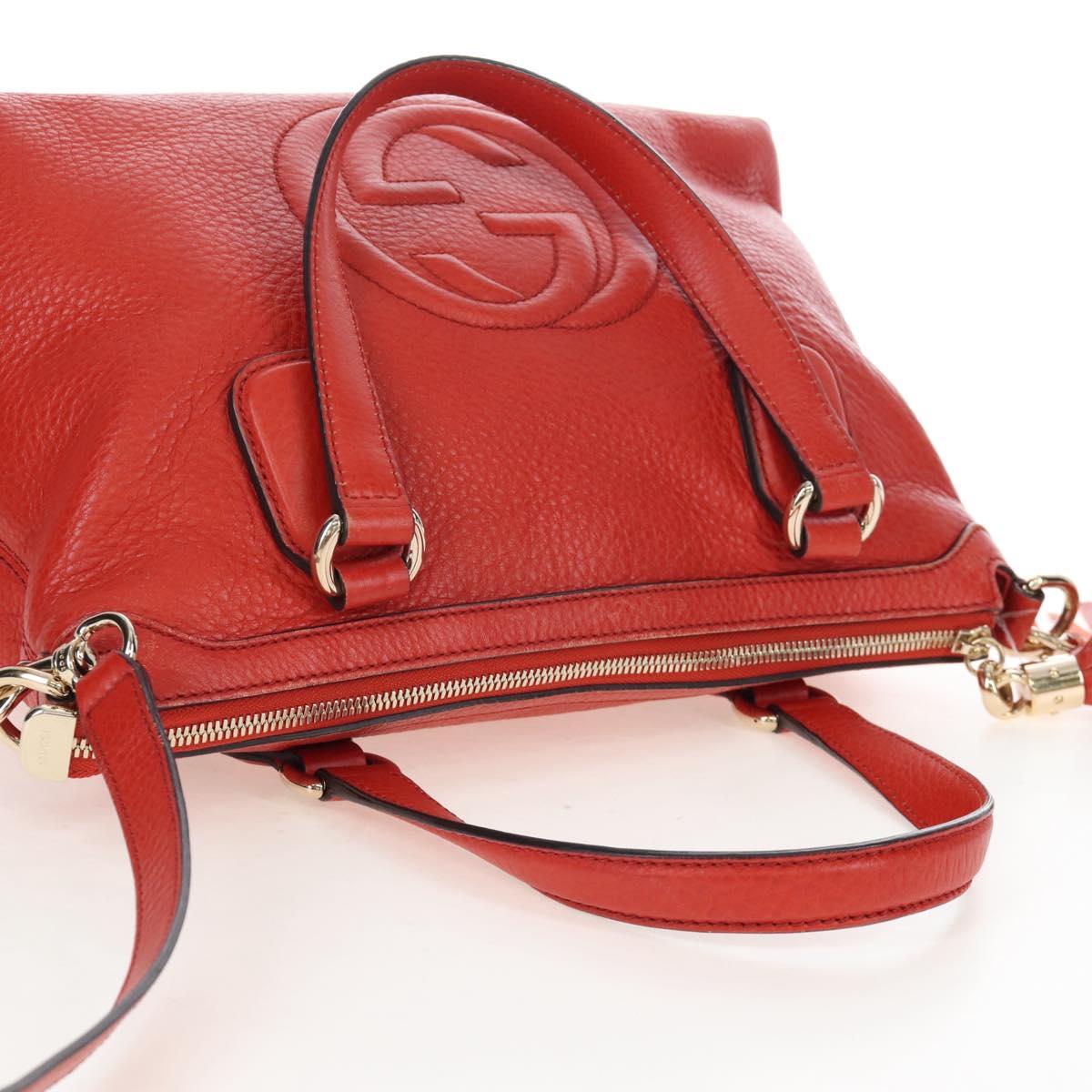 GUCCI Soho Hand Bag Leather 2way Orange Gold 308362 Auth ep16493A